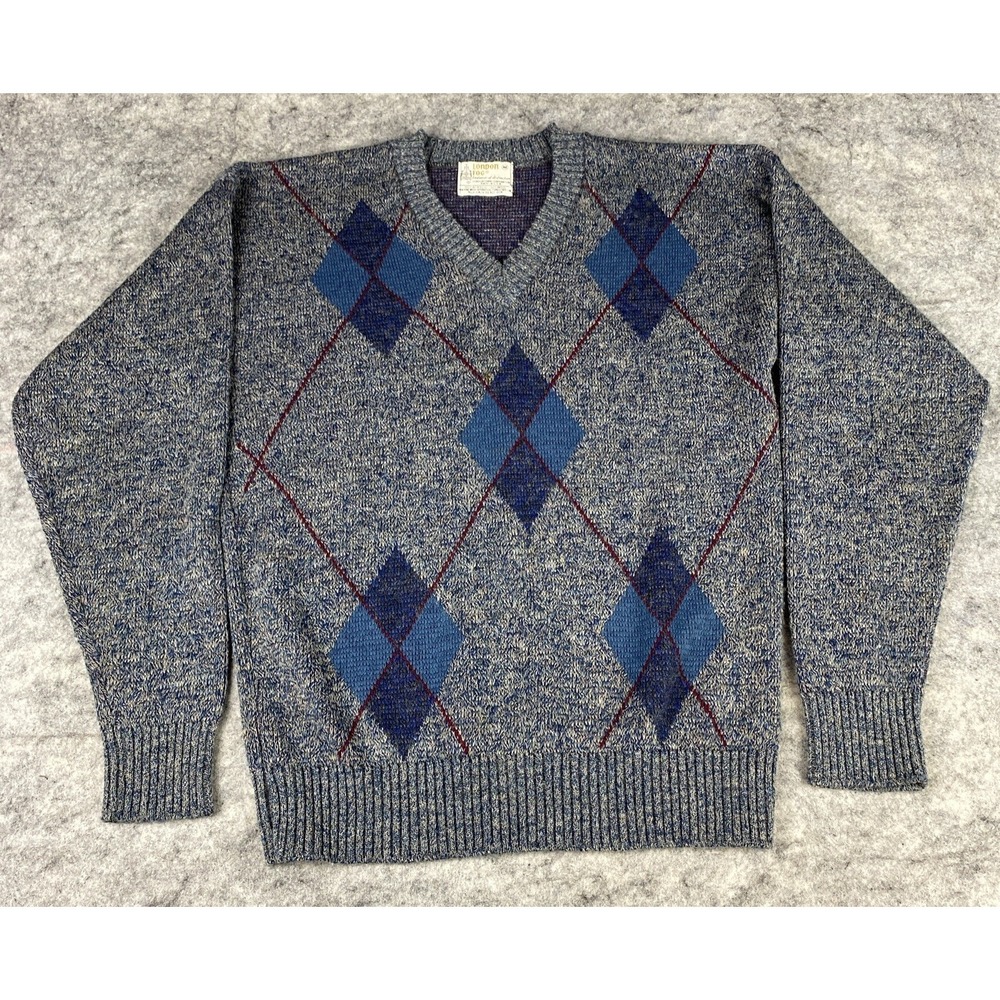 Vintage London Fog Men's Medium Wool Knit Sweater‎ Dad Grandpa Cosby Pullover